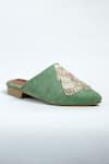 ANIKET GUPTA_Green Zardozi Rajarani Embroidered Mules _Online_at_Aza_Fashions