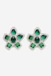 Shop_Khushi Jewels_Green Diamond Stones Embellished Stud Earrings_at_Aza_Fashions