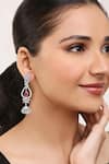 Buy_Khushi Jewels_Red Diamond Stones Cubic Zirconia Embellished Dangler Earrings_at_Aza_Fashions