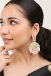 Buy_Khushi Jewels_Pink Kundan Polki Bead Drops Embellished Chandbali Earrings _at_Aza_Fashions