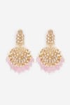 Shop_Khushi Jewels_Pink Kundan Polki Bead Drops Embellished Chandbali Earrings _at_Aza_Fashions