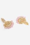 Khushi Jewels_Pink Kundan Polki Bead Drops Embellished Chandbali Earrings _Online_at_Aza_Fashions