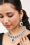 Buy_Khushi Jewels_Green Diamond Stones Embellished Choker Necklace Set _at_Aza_Fashions