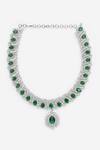 Shop_Khushi Jewels_Green Diamond Stones Embellished Choker Necklace Set _at_Aza_Fashions