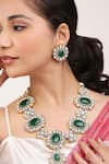 Buy_Khushi Jewels_Green Moissanite Stone Embellished Long Pendant Necklace Set _at_Aza_Fashions