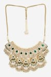 Buy_Khushi Jewels_Green Kundan Stone Embellished Choker Necklace Set _at_Aza_Fashions