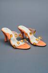 Buy_Sana K luxurious Footwear_Orange Stones Embellished Open Toe Carats Heels _at_Aza_Fashions