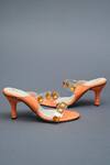 Shop_Sana K luxurious Footwear_Orange Stones Embellished Open Toe Carats Heels _at_Aza_Fashions