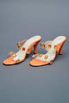 Sana K luxurious Footwear_Orange Stones Embellished Open Toe Carats Heels _Online_at_Aza_Fashions