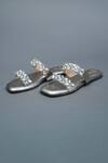 Buy_Sana K luxurious Footwear_Silver Bloom Stone Embellished Open Toe Carats Flats _at_Aza_Fashions