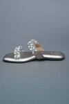 Buy_Sana K luxurious Footwear_Silver Bloom Stone Embellished Open Toe Carats Flats _Online_at_Aza_Fashions