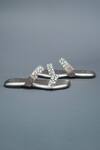 Shop_Sana K luxurious Footwear_Silver Bloom Stone Embellished Open Toe Carats Flats _Online_at_Aza_Fashions