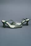 Shop_Sana K luxurious Footwear_Green Sleek Cheek Rhinestone Embellished Heels_at_Aza_Fashions