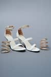 Shop_Sana K luxurious Footwear_White Spring Crocodile Skin Textured Heels Set _Online_at_Aza_Fashions