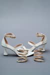 Sana K luxurious Footwear_White Spring Crocodile Skin Textured Heels Set _at_Aza_Fashions