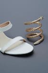 Buy_Sana K luxurious Footwear_White Spring Crocodile Skin Textured Heels Set 