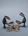 Buy_Sana K luxurious Footwear_Brown Spring Animal Skin Textured Heels Set _Online_at_Aza_Fashions