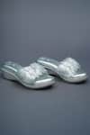 Buy_Sana K luxurious Footwear_Silver Stone Embellished Petal Wedge Heels_at_Aza_Fashions