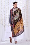 Buy_Taroob_Black Kalamkari Print Vintage Shikardar Shawl _at_Aza_Fashions