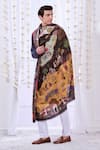 Taroob_Black Kalamkari Print Vintage Shikardar Shawl _Online_at_Aza_Fashions