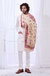 Buy_Taroob_White Kalamkari Embroidery Heritage Shawl _at_Aza_Fashions