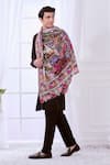 Buy_Taroob_Black Pichwai Kalamkari Embroidery Shawl _at_Aza_Fashions