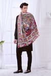 Taroob_Black Pichwai Kalamkari Embroidery Shawl _Online_at_Aza_Fashions