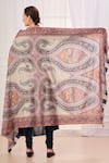 Shop_Taroob_Beige Kalamkari Embroidery Paisley Shawl _at_Aza_Fashions