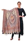 Buy_Taroob_Beige Kalamkari Embroidery Paisley Shawl _Online_at_Aza_Fashions