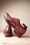 Fellmonger_Brown Mirror Glossed Patina Saddle Derbies _Online_at_Aza_Fashions
