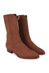 Shop_Fellmonger_Brown Nubuck Long Zip Boots _at_Aza_Fashions