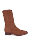 Fellmonger_Brown Nubuck Long Zip Boots _at_Aza_Fashions