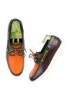 Buy_Fellmonger_Brown Triple Tone Mirror Glossed Boat Derby Shoes _Online_at_Aza_Fashions