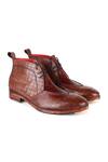 Fellmonger_Brown Mirror Glossed Patina Chukka Boots _at_Aza_Fashions