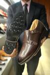Fellmonger_Brown Goodyear Welted Double Monk Strap Shoes _at_Aza_Fashions