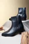 Buy_FELLMONGER_Blue Cowboy Long Zip Cuban Heel Boots _at_Aza_Fashions