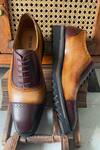 Buy_Fellmonger_Brown Solid Cap Toe Lace-up Oxford Shoes _at_Aza_Fashions