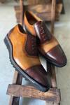 Shop_Fellmonger_Brown Solid Cap Toe Lace-up Oxford Shoes _at_Aza_Fashions