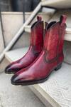 Buy Fellmonger Red Solid Long Cowboy Boots at Aza Fashions Buy_Fellmonger_Red Solid Long Cowboy Boots _at_Aza_Fashions