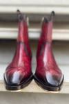 Fellmonger Red Solid Long Cowboy Boots Online at Aza Fashions Fellmonger_Red Solid Long Cowboy Boots _Online_at_Aza_Fashions