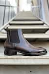 Shop_FELLMONGER_Grey Solid Chelsea Boots _at_Aza_Fashions