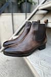 Shop_FELLMONGER_Grey Solid Chelsea Boots _Online_at_Aza_Fashions