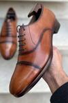 Shop_Fellmonger_Brown Solid Plain Cap Toe Lace-up Oxford Shoes _at_Aza_Fashions