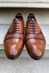 Fellmonger_Brown Solid Plain Cap Toe Lace-up Oxford Shoes _at_Aza_Fashions