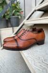Buy_Fellmonger_Brown Solid Plain Cap Toe Lace-up Oxford Shoes 