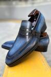 Shop_Fellmonger_Blue Solid Penny Croco Saddle Loafers _at_Aza_Fashions