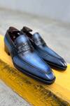 Buy_Fellmonger_Blue Solid Penny Croco Saddle Loafers _Online_at_Aza_Fashions