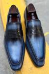 Shop_Fellmonger_Blue Solid Penny Croco Saddle Loafers _Online_at_Aza_Fashions