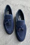 Fellmonger_Blue Solid Tassel Loafers _Online_at_Aza_Fashions