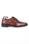Shop_Fellmonger_Brown Brogue Cognac Glossed Oxford Shoes _Online_at_Aza_Fashions